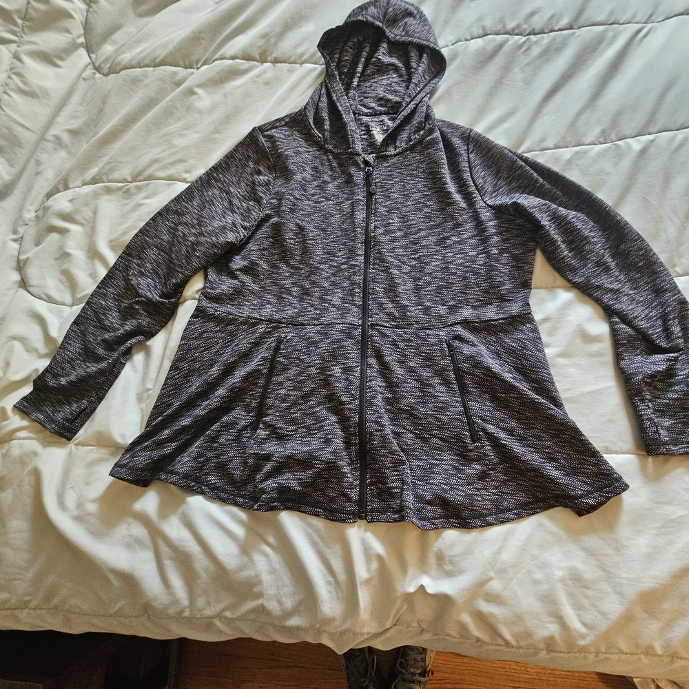 Women's Hooded Zip Athletic Lightweight Jacket in Charcoal Heather